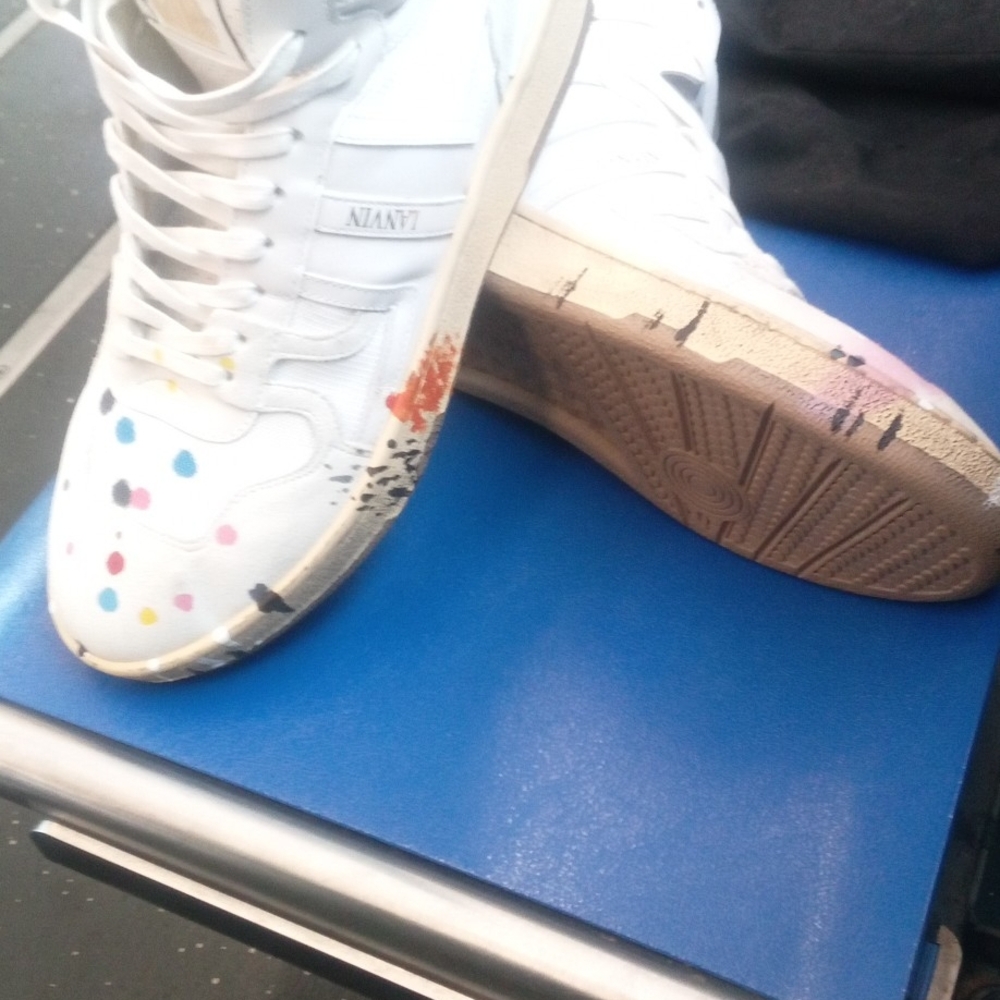 Lanvin White Sneakers with Multicolor Accents